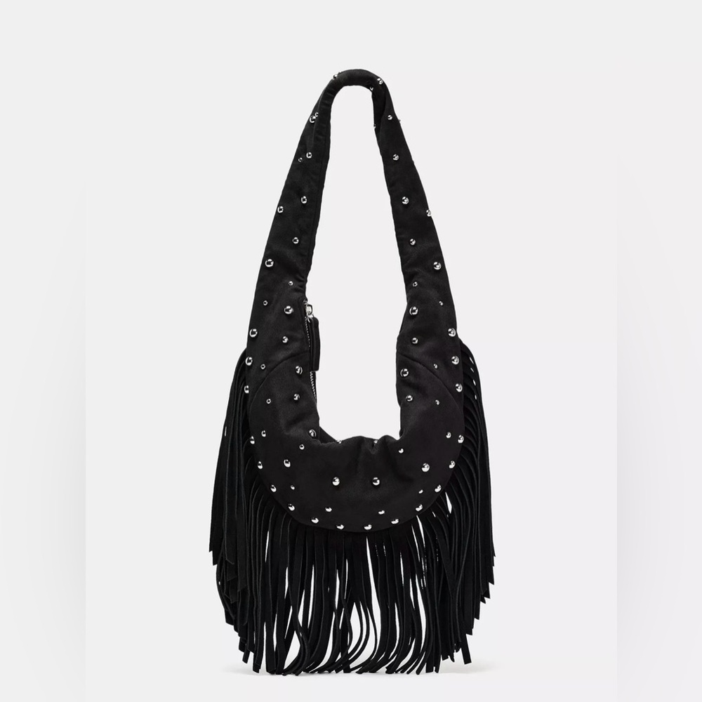 ZARA suede fringe shoulder bag. New without tags